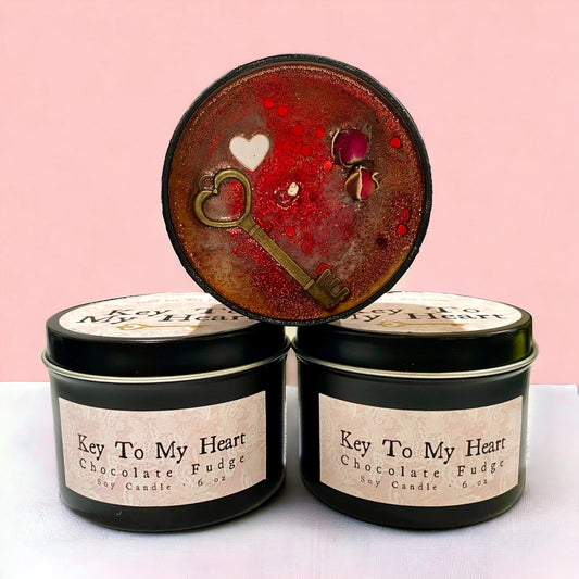 Key to My Heart Tin Candle