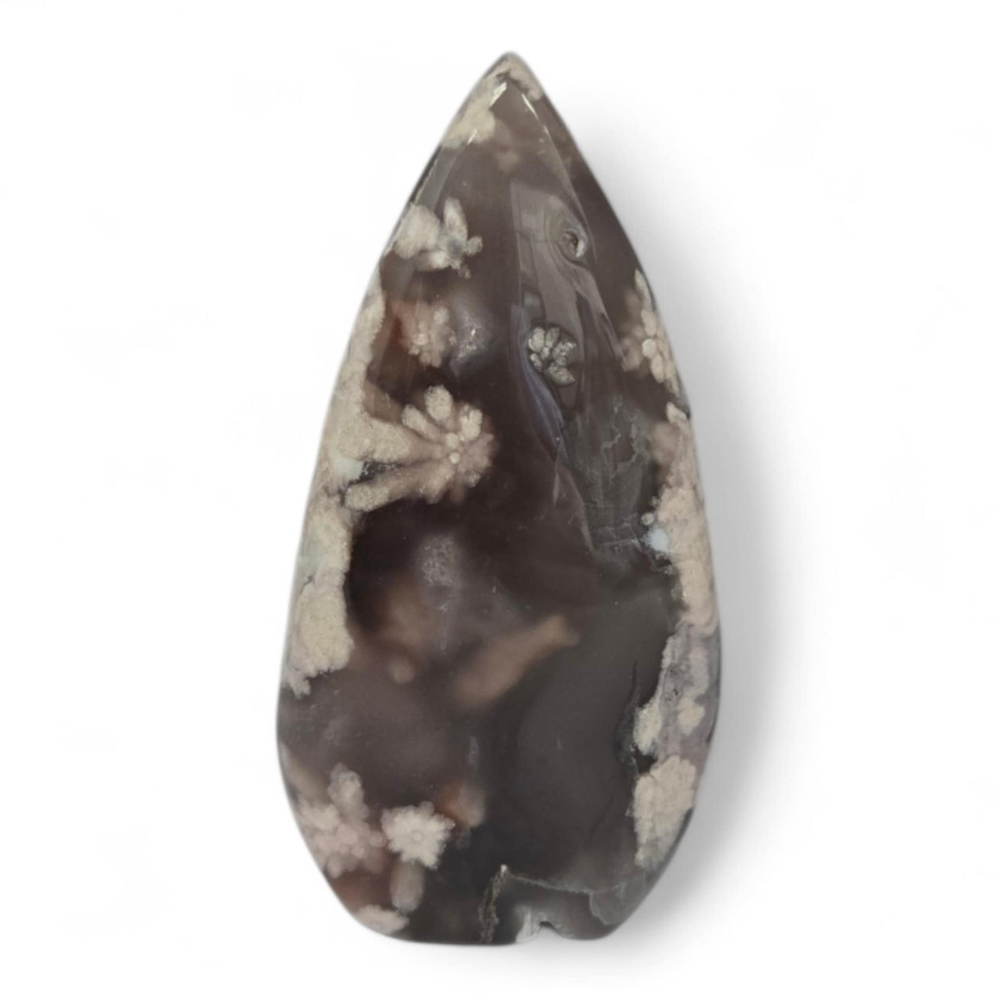 Black Flower Agate Tear Drop Form