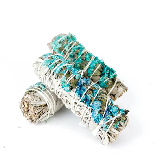 Blue Sinuata Flowers w/ White Sage